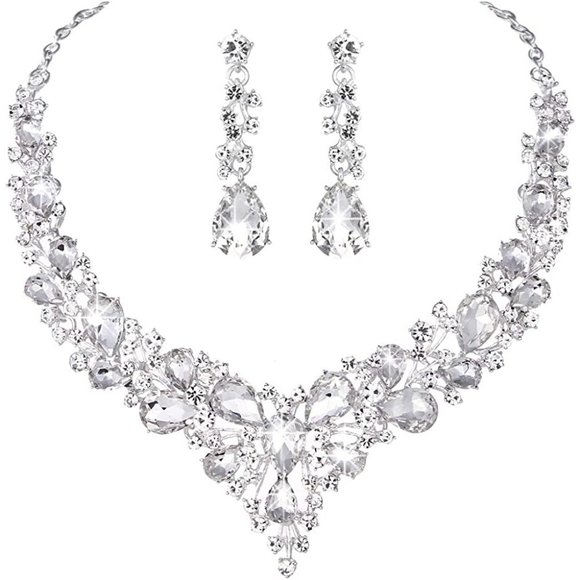 New Molie Bridal Austrian Crystal Necklace and Earrings Jewelry Set Gift… - Picture 2 of 10